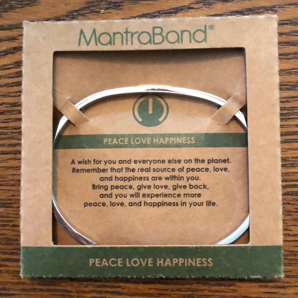 Silver “ Peace, Love, Happiness” Mantra Band